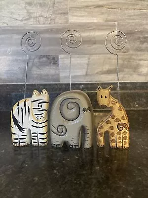 Pier 1 African Animals Note Memo Card Paper Holders Photo Table Desk Set Of 3 • $13