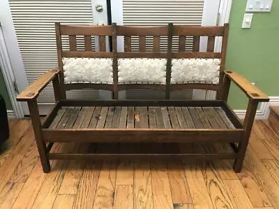 $850 • Buy Antique STICKLEY BROS THREE SECTION SETTLE OR BENCH Nice Finish Looks Original