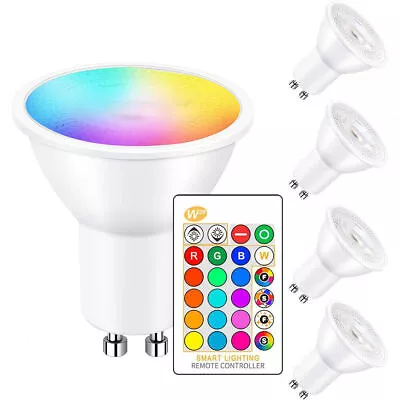 RGB GU10 LED Light Bulbs Remote Control Colour Changing Dimmable Spot Light Bulb • $33.11