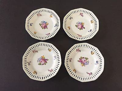 Mikori Ware Japan 10-sided Reticulated Floral Lot Of 4 5-1/2  BREAD PLATES • $21.95