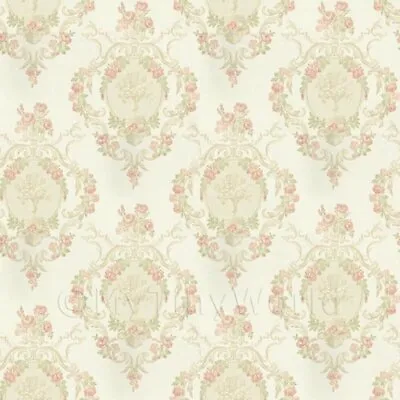 Dolls House Miniature Ornate Pink Damask Flower Wallpaper • $5.63