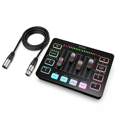 FIFINE 4 Channel RGB PC Audio Mixer For Streaming Recording Podcast Game Voice • $53.69