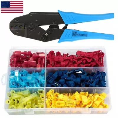 140Pc T-Tap Wire Connectors Quick Splice Electrical Butt Terminals + Crimp Plier • $35.99