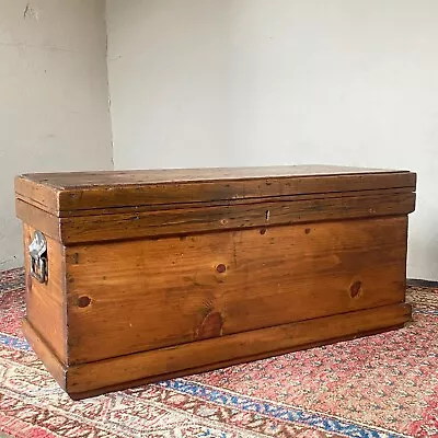 Antique Pine Carpenters Tool Chest Wooden Trunk Coffee Table • £395