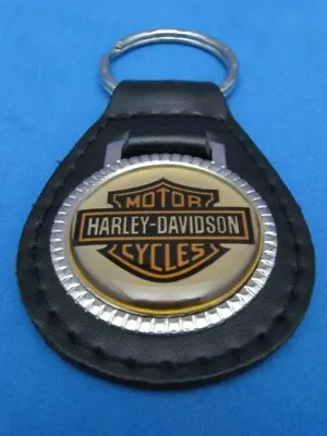 Vintage Harley-Davidson Genuine Grain Leather Keyring Key Fob Keychain Old Stock • $14.99