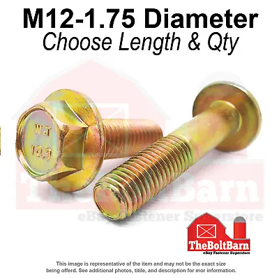M12-1.75 Class 10.9 Hex Flange Screws Frame Bolts Zinc Yellow (Pick Length &Qty) • $8.32