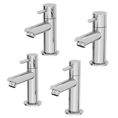 £58.97 • Buy Modern Bathroom Pillar Sink Taps Basin Head Bath Tap Set Pair Twin Chrome