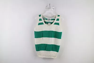Deadstock Vtg 90s Streetwear Womens Medium Striped Knit Tank Top Sweater Vest • $33.96