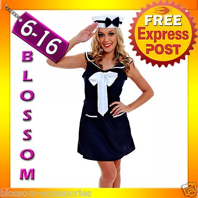 $22.45 • Buy G42 Ladies 50s Pin Up Navy Sailor Rockabilly Vintage Fancy Dress Party Costume