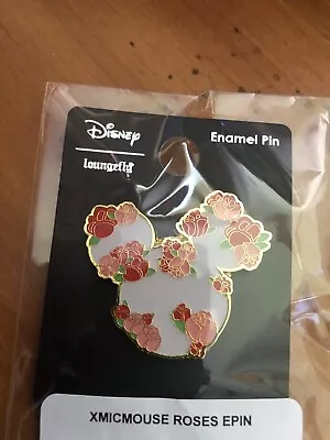 Mickey Mouse Head Pink & Orange Roses Loungefly Pin • $19