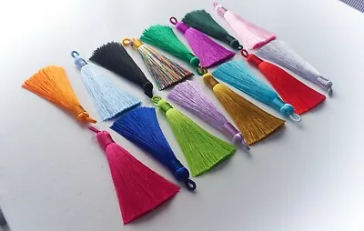 Silk Tassels 8cm Loop Crafts Jewellery Bag Keyrings Bookmarks Colors 1cm Thick • £1.85