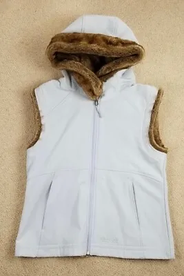 MARMOT Furlong Soft Shell Vest Women's (L) Full Zip Fur-lined Hood & Arms White • $30