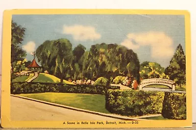 Michigan MI Detroit Belle Isle Park Scene Postcard Old Vintage Card View Post PC • $0.50