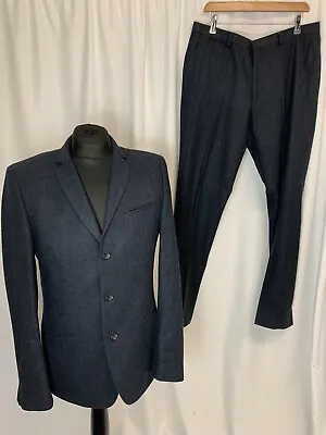 ASOS Navy Blue Suit Men's Trousers 38  L33  Jacket 40  Wool Blend Formal L361 • $18.66