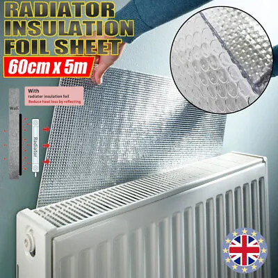 Radiator Heat Reflection Insulation Foil Save Money Energy Reflective 5m X 60cm • £12.79