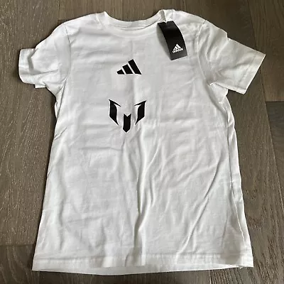NWT Adidas Messi White T Shirt Boys Small • $9.99