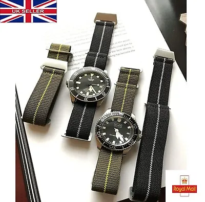 60's Style Retro NATO Elastic Nylon Military Watch Strap Band Army Marine MOD UK • £6.99