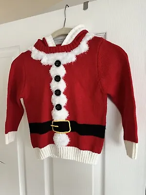 George Baby Boys Red Hooded Santa Christmas Jumper - Age: 18-24 Months  • £0.99