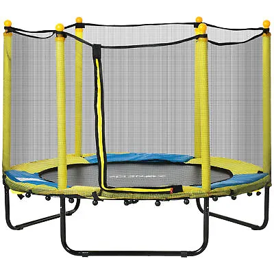 HOMCOM 4.6FT Kids Trampoline W/ Enclosure For Kids 3-10 Years - Yellow • £61.99