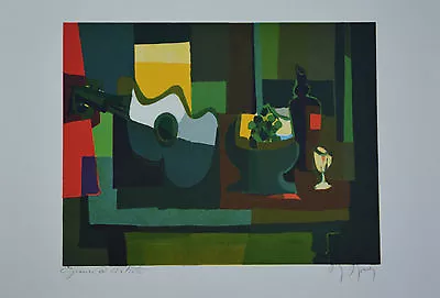 Marcel Mouly  Grand Guitare Et Compotier   Signed  Numbered Lithograph  + COA • $279