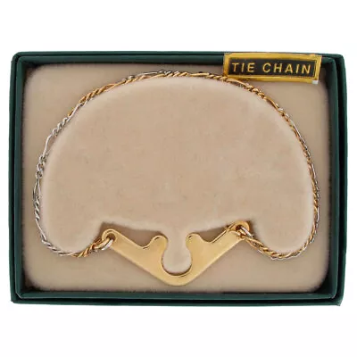 Tie Chain Two Tone Double Figaro Button Hole Attachment Foster USA 7.5  • $10.39