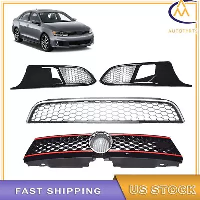 Front Bumper Upper+Lower Grille Kit W/Bezels Painted Grill For  VW Jetta 2011-14 • $102.60