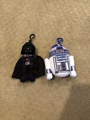 Star Wars Disney Darth Vader And R2D2 Toy Clip Key Chains Clip 5” Soft Plush • $12.99