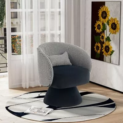 Modern 360° Velvet Fabric Swivel Barrel Chairs Comfy Accent Chair With Pillow • $119.99