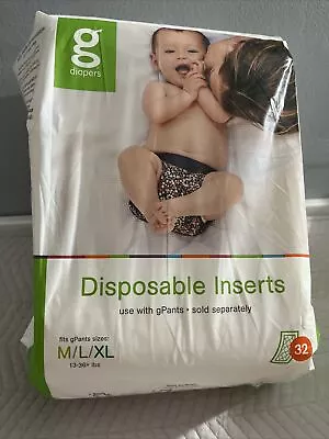 G Diapers Pack Of 32 Disposable Insert GPants XL 13-36 + Lbs 100% Biodegradable • $17.50