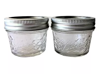 $5.85 • Buy Ball Mason Jelly Jars 4 Oz. Quilted Style Reg. Mouth-Set Of 2