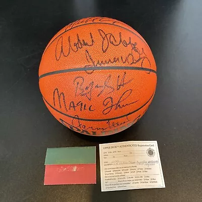 1986-87 Los Angeles Lakers NBA Champs Team Signed Basketball UDA Upper Deck COA • $3995