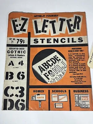 VINTAGE E-Z Letter Co. Stencil Lettering Guides Letters & Numbers Roman Old Eng • $13.50