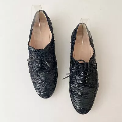 Kate Spade Sequin Paxton Black Lace-Up Shoes Sz 9 • $25