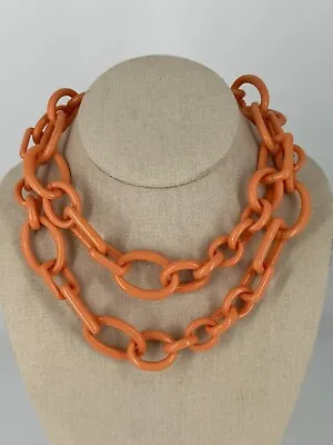 J. Crew Necklace Coral Orange Acrylic Chain Link Chunky Costume Necklace • $25