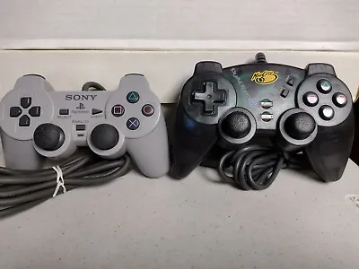2 PS1/PS2 Controller Lot: SCPH-1200 Official Analog And Mad Catz Dual Shock 2  • $10.99