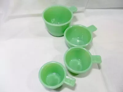 Jadeite Green Glass 4 Piece Measuring Cups In Very Good Condition • $48