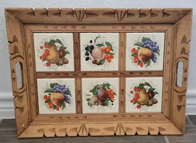 Vintage Mexican Hand Carved Wood And Tile Serving Tray / Wall Art 19 X14 X1.75  • $10