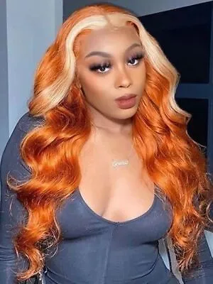 Blonde Finger Orange Long Wavy Lace Front Wig Synthetic Safe Glueless Women Wear • $31.34