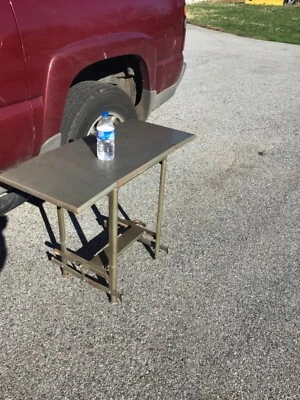 Vintage - Steampunk  Drop Leaf Typewriter Table Desk Metal Stand Wood Top  • $199.99