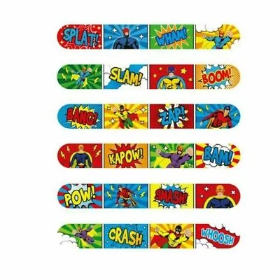 18 X SuperHero Snap Bracelets Kids Wrist Slap Bands Party Bag Filler Toy Gift • $6.25