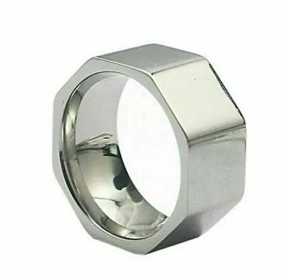 Stainless Steel Polished Silver Nut Wedding Band Ring Men Fashion Jewelry 10mm • $9.99