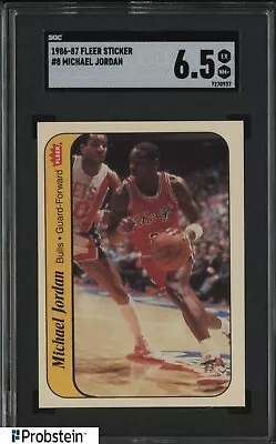 1986-87 Fleer Sticker Basketball #8 Michael Jordan RC Rookie HOF SGC 6.5 EX-NM+ • $430