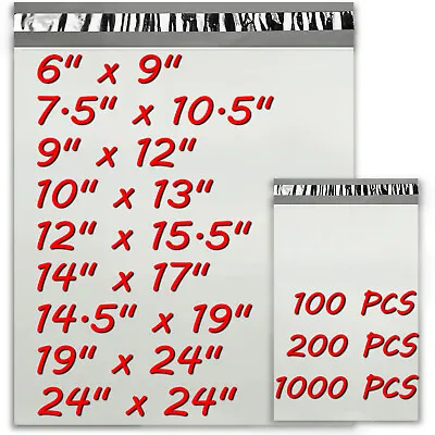 6x9 9x12 10x13 14x17 - 24x24 Poly Mailers Shipping Envelopes Self Sealing Bags • $13.23