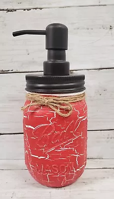 $23.99 • Buy Farmhouse Crackle Painted White Mason Jar Soap Dispenser  18 Color Choices