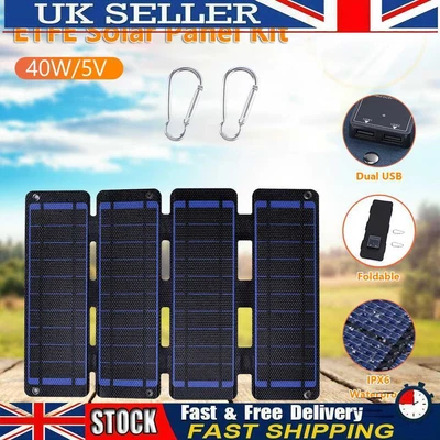 £32.29 • Buy 5V 40W Foldable Solar Panel Ultra-thin Waterproof Emergency Power Bank (Blue) UK