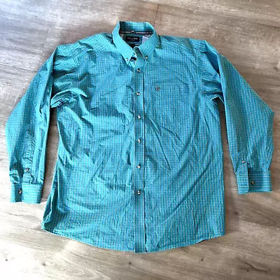 Ariat Pro Series Shirt Mens XL Teal Long Sleeve Button Down Western Casual • $24.99