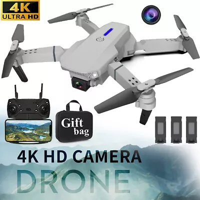 4K Drone X Pro HD Selfie Camera FPV GPS Foldable 3 Batteries RC Quadcopter Gift • £21.95