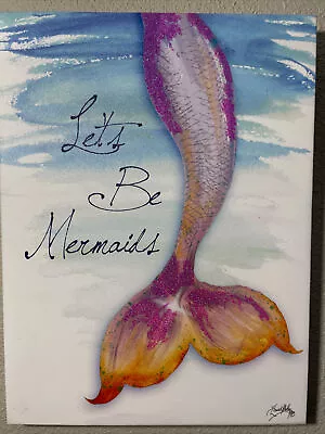 Let’s Be Mermaids Canvas Picture With Gliiter • $8.99