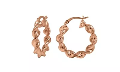 925 Solid Sterling Silver 25MM Twisted Hoop Huggie Earrings For Women -3 Colors  • $12.99