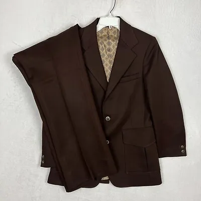 VTG Haggar Body Work Mens 2 Piece Suit Size 38R Brown Jacket Blazer Pants • $49.95